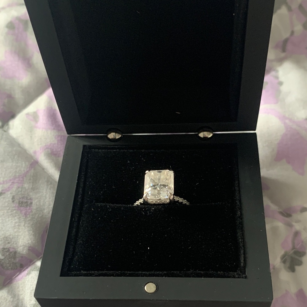 Elegant Emerald Cut Moissanite Diamond. Size 6